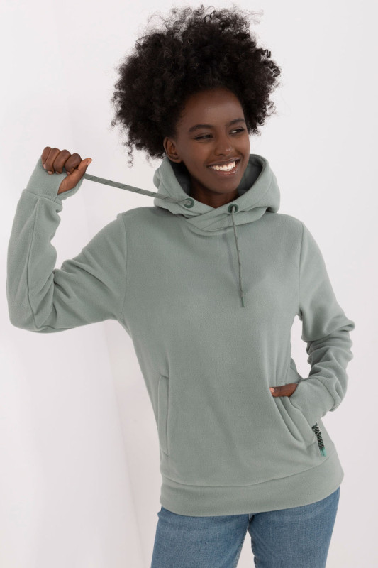 Felpa verde da donna con cappuccio