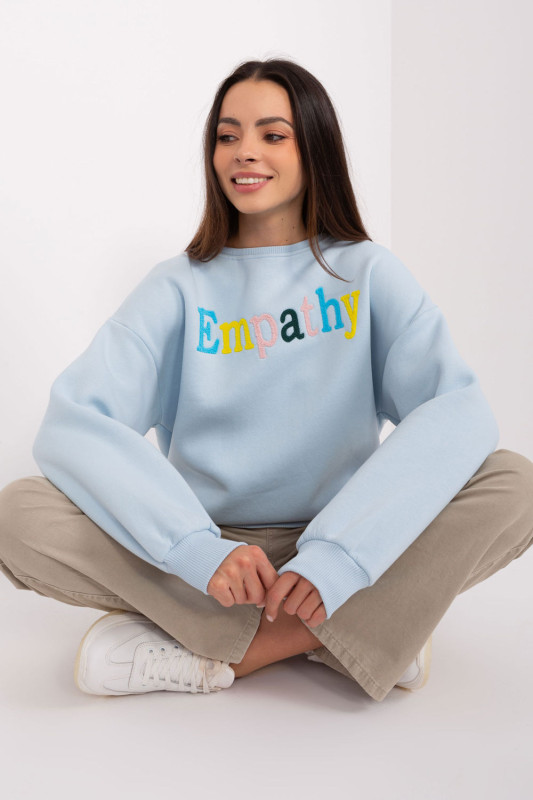 Felpa donna azzurra con scritta "Empathy"
