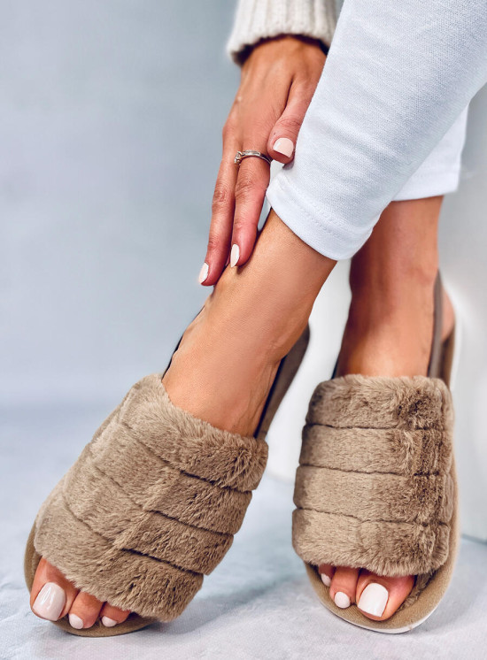 Ciabatte da donna beige con elastico