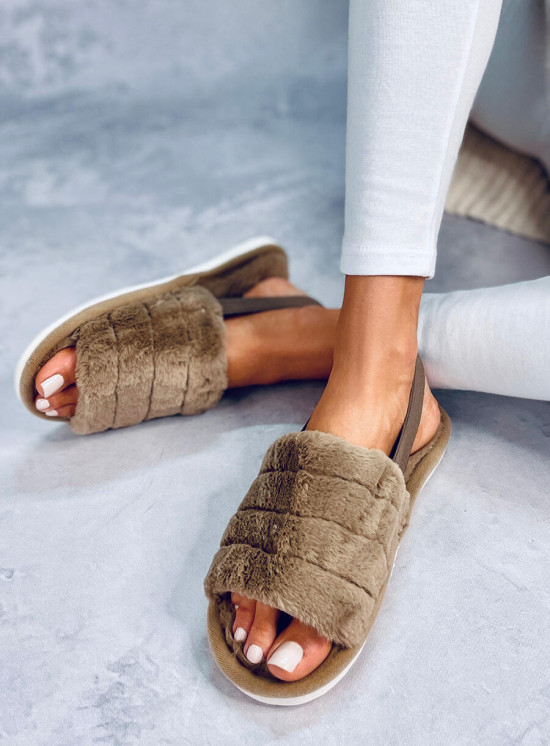 Ciabatte da donna beige con elastico
