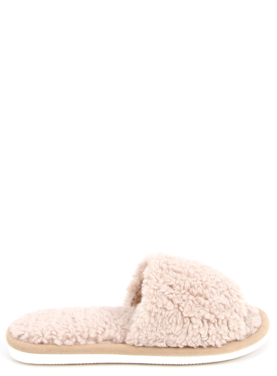 Ciabatte da donna in ecopelliccia beige