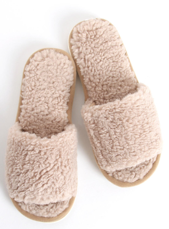 Ciabatte da donna in ecopelliccia beige