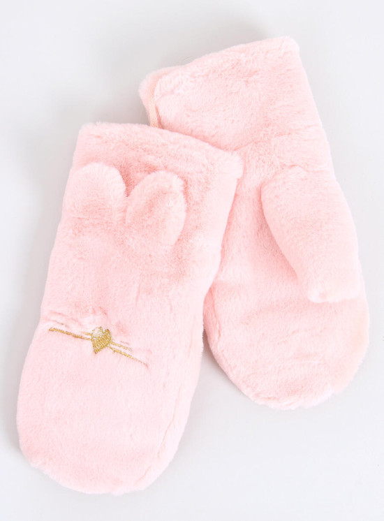 Guanti in peluche rosa chiaro