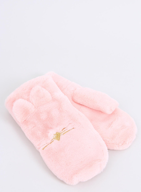 Guanti in peluche rosa chiaro