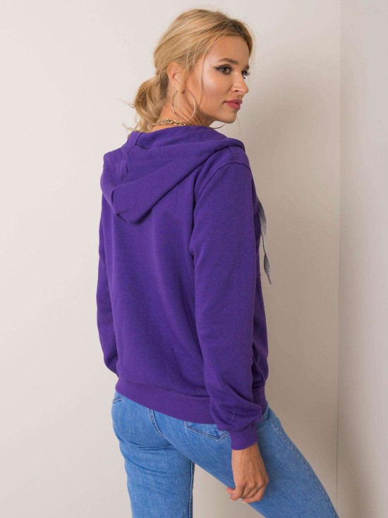 Felpa in cotone viola scuro con cappuccio