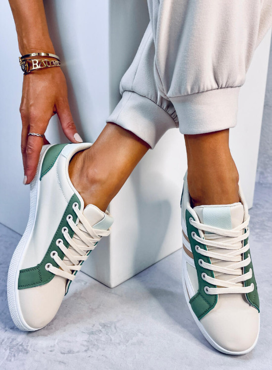 Sneakers stringate beige-verde
