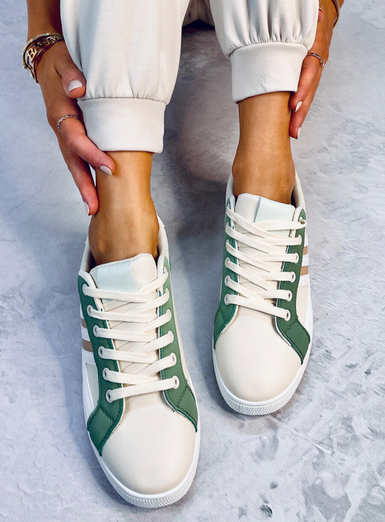Sneakers stringate beige-verde