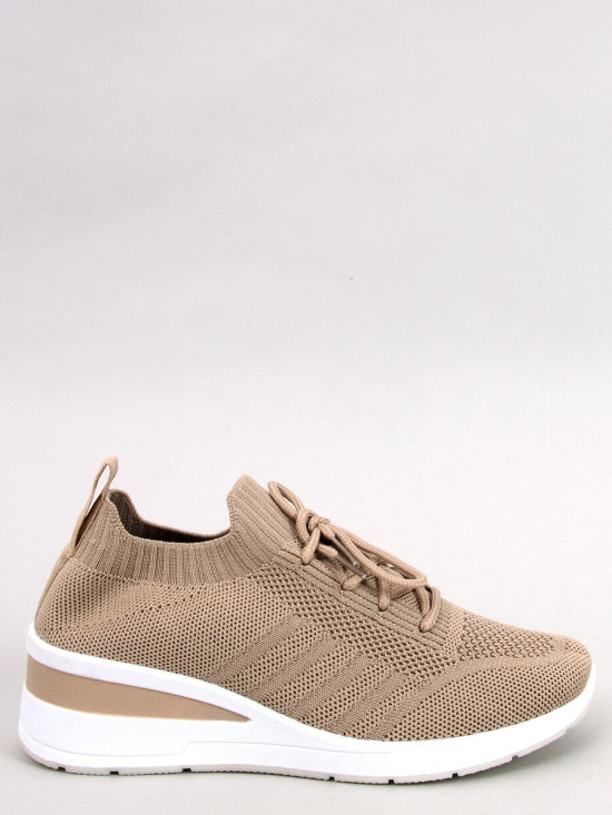 Sneakers sportive beige realizzate in tessuto elastico