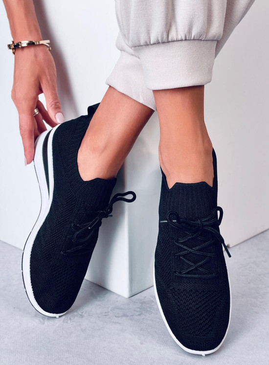 Sneakers sportive nere realizzate in tessuto elastico