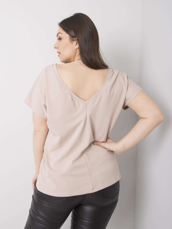 T-shirt beige plus size in cotone