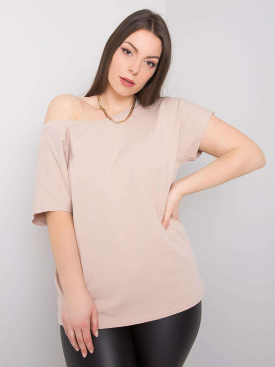 T-shirt beige plus size in cotone