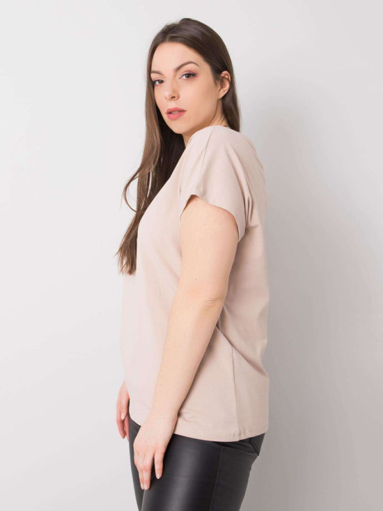 T-shirt beige plus size in cotone