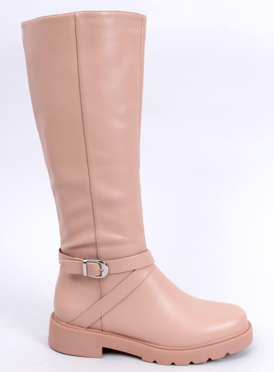 Stivali beige su tacco piatto