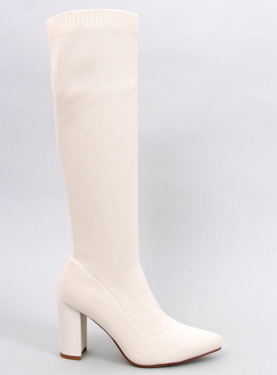 Stivali da donna panna con tomaia elastica