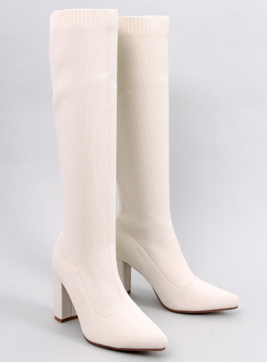 Stivali da donna panna con tomaia elastica