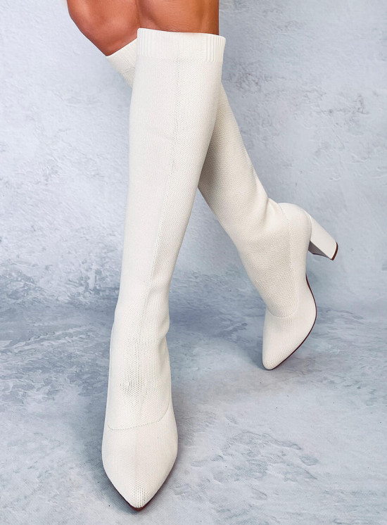 Stivali da donna panna con tomaia elastica