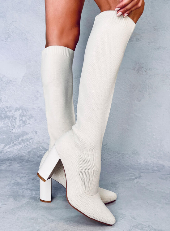 Stivali da donna panna con tomaia elastica