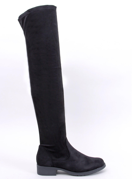 Stivali alti in pelle scamosciata di colore nero