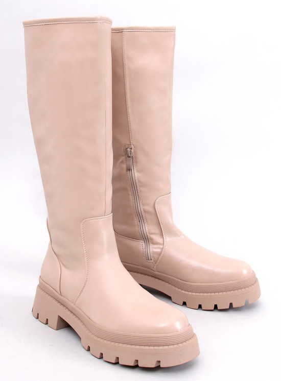 Stivali con piattaforma beige