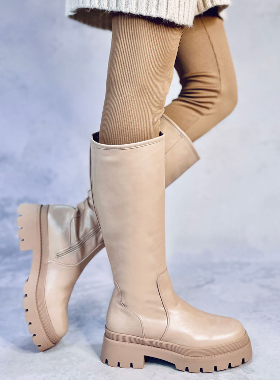 Stivali con piattaforma beige