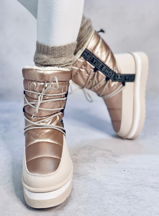Scarponi da neve invernali con allacciatura beige