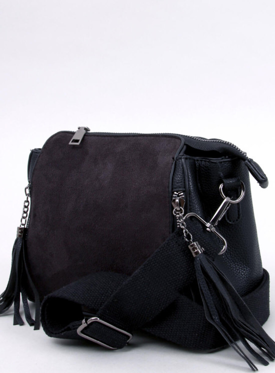 Borsa da donna con nappine nera