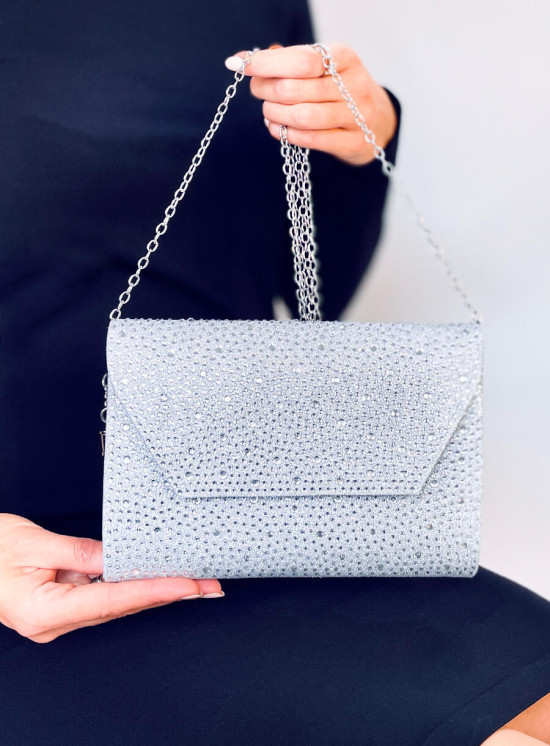 Borsa da donna color argento lucida