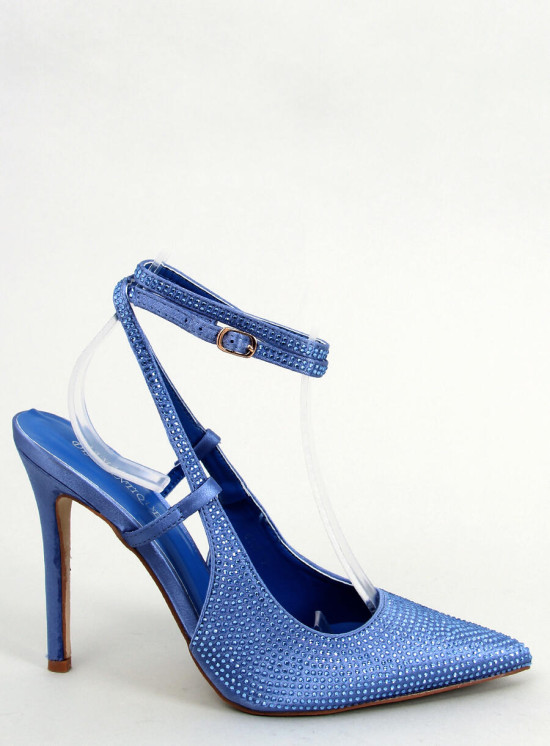 Décolleté blu con tacco aperto
