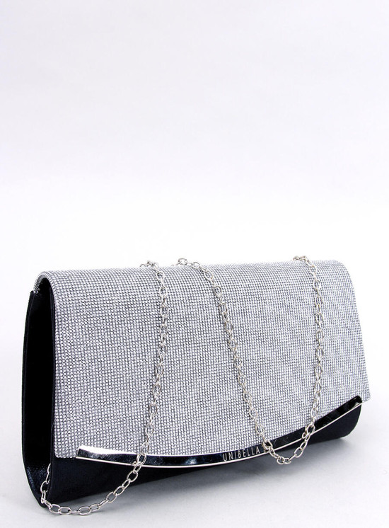 Elegante borsa decorata con zirconi nera
