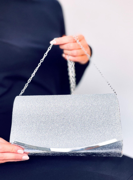 Elegante borsa decorata con zirconi argento