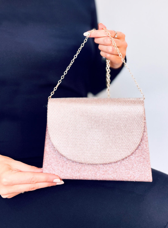 Borsa formale lucida rosa champagne