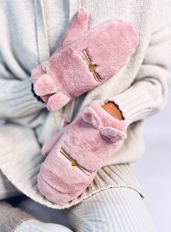 Guanti in peluche rosa