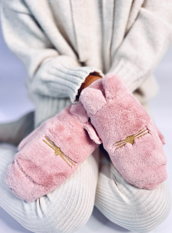 Guanti in peluche rosa