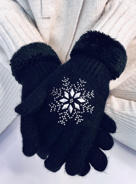 Guanti da donna SNOWFLAKE color nero
