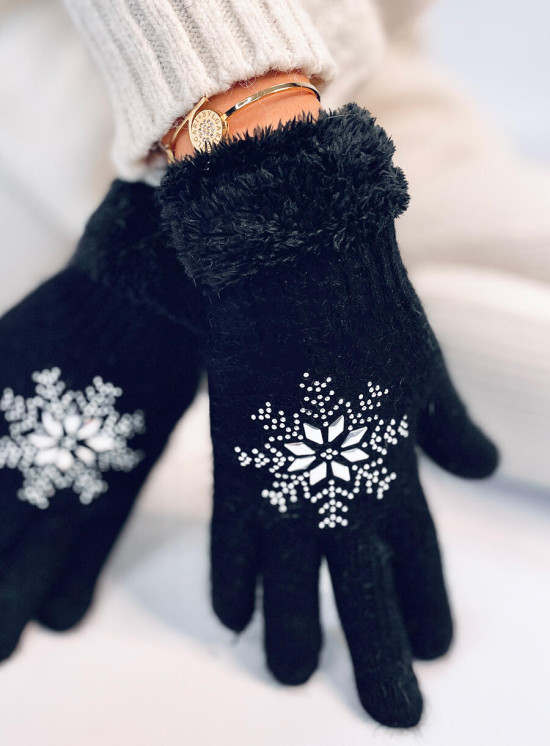 Guanti da donna SNOWFLAKE color nero