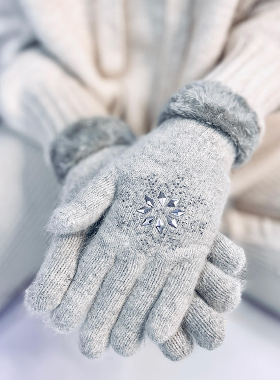 Guanti da donna SNOWFLAKE color grigio chiaro