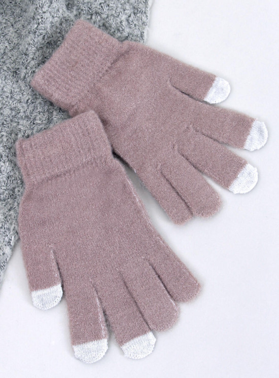 Guanti basic da donna beige