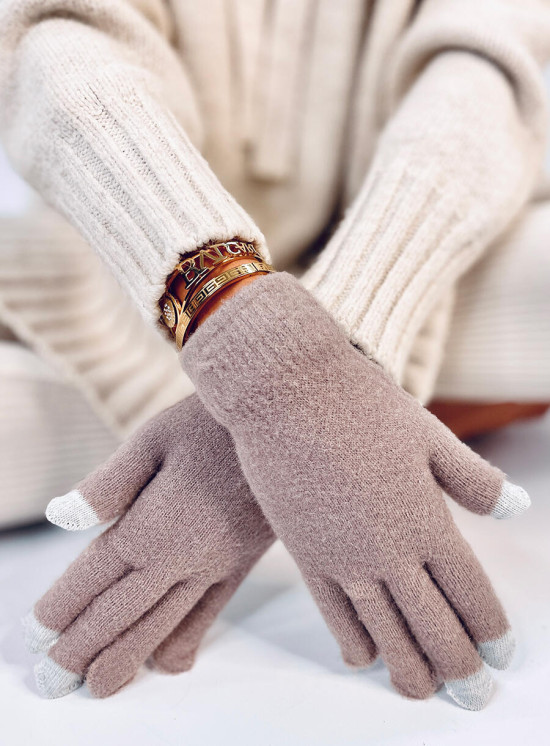 Guanti basic da donna beige