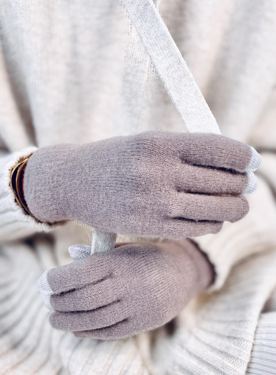 Guanti basic da donna beige