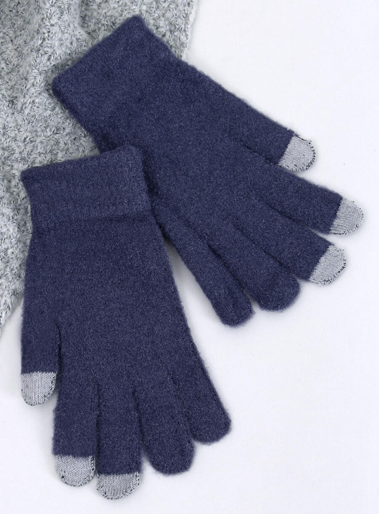 Guanti basic da donna blu scuro