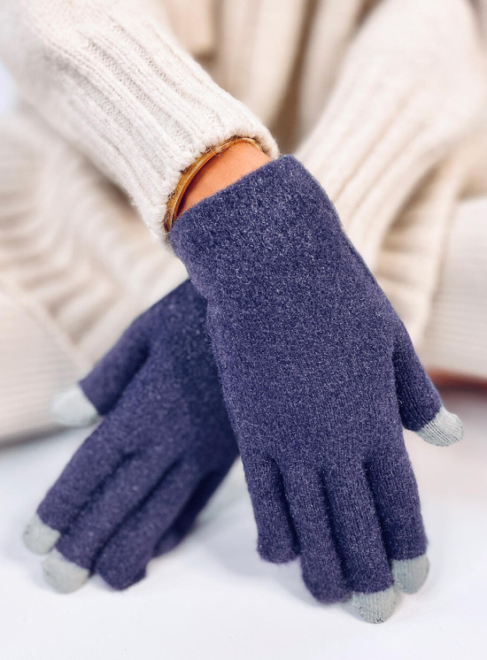 Guanti basic da donna blu scuro