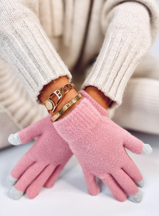 Guanti basic da donna rosa