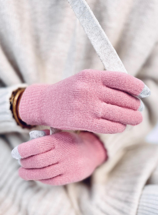 Guanti basic da donna rosa