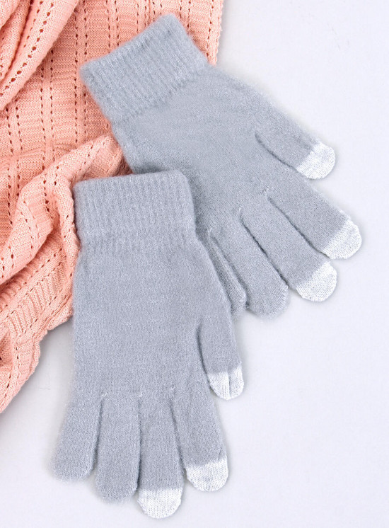 Guanti basic da donna grigio chiaro