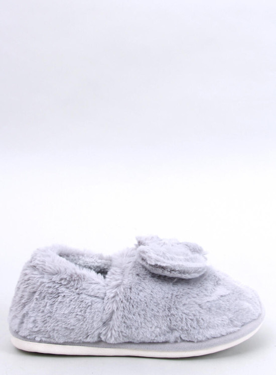 Pantofole in pelliccia con fiocco grigie