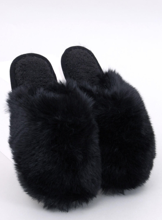 Pantofole con pelliccia artificiale nere