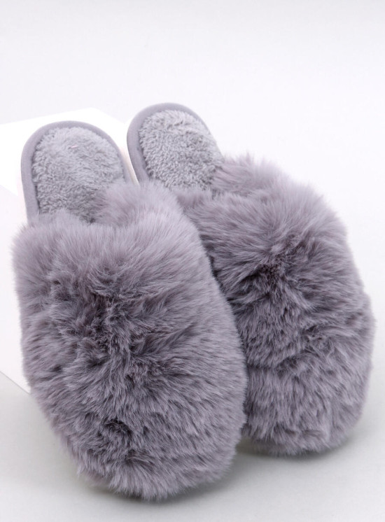 Pantofole con pelliccia artificiale grigie