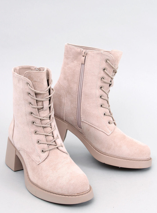 Scarpe con cerniera e allacciatura beige