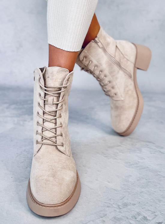 Scarpe con cerniera e allacciatura beige