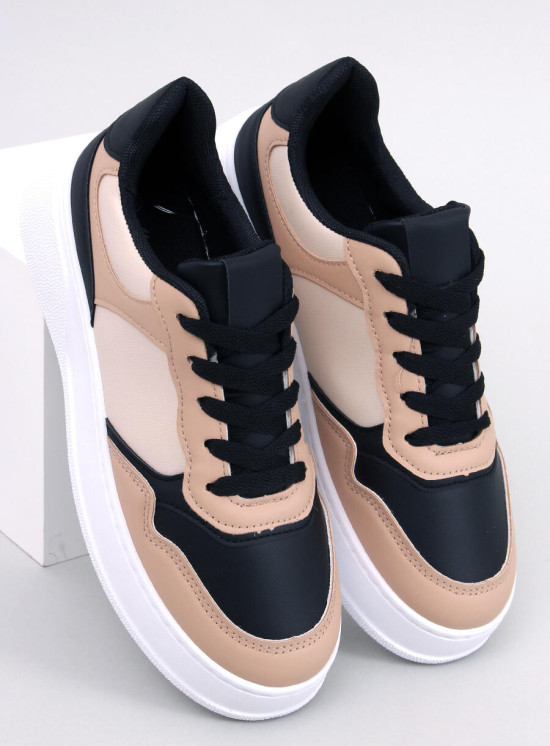 Sneakers con suola alta beige/nero